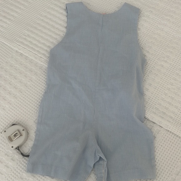 Apple smocked jon jon john john shortall in size 4t small lt blue gingham check - Picture 7 of 8
